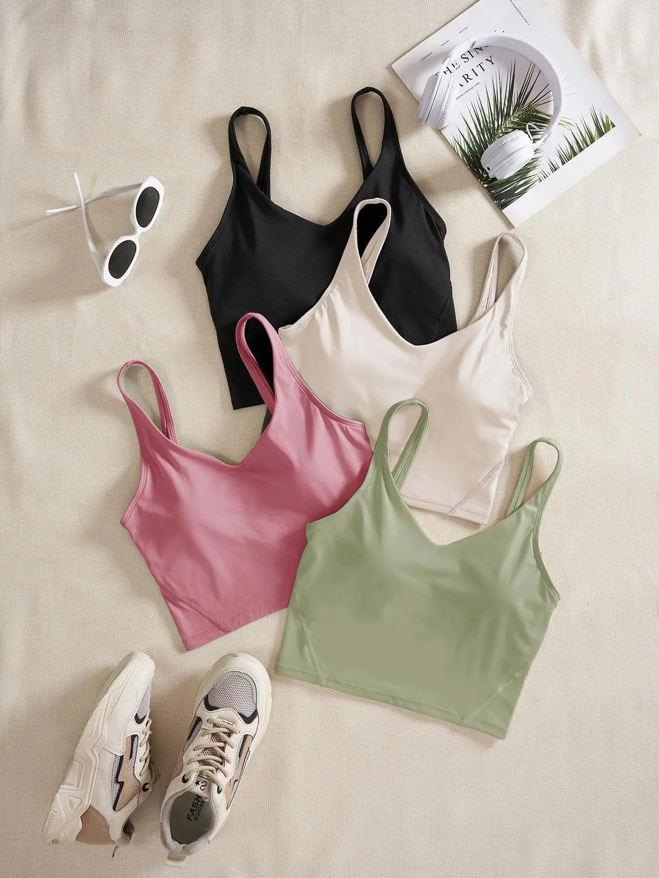 Women'S Solid Sports Bra, Quick-Drying Breathable Comfortable Crop Cami Top for Yoga Gym Workout Running, Ladies Sportswear for Indoor and Outdoor Wear