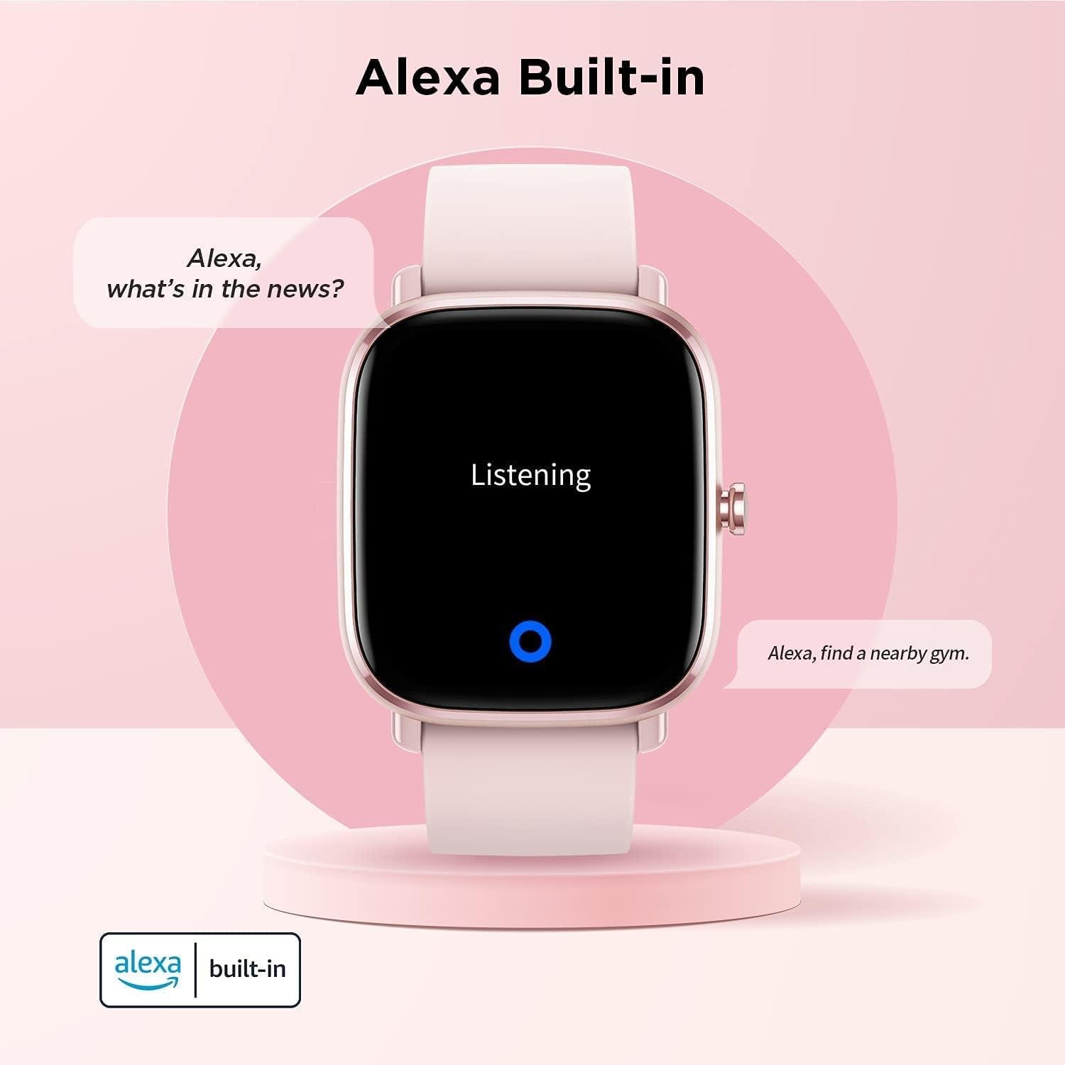 GTS 2 Mini Smart Watch for Women, Alexa Built-In, GPS,14 Days Battery Life, Fitness Tracker with 70+ Sports Modes, Blood Oxygen Heart Rate Monitor, 1.55" AMOLED Screen, 5 ATM Waterproof-Pink