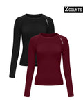 Women'S Letter Print Baselayer Top, Long Sleeve round Neck Compression Top for Yoga Gym Workout, Ladies Sportswear for Fall & Winter, Athletic Compression Shirt, Fitness Clothes Tops