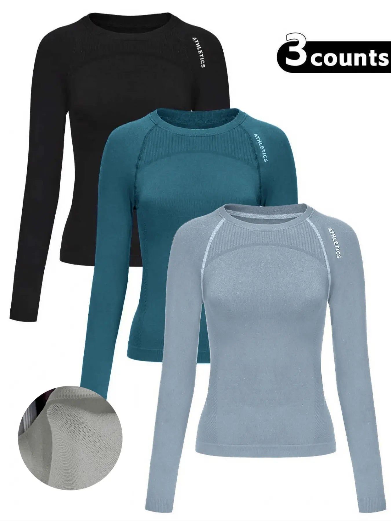 Women'S Letter Print Baselayer Top, Long Sleeve round Neck Compression Top for Yoga Gym Workout, Ladies Sportswear for Fall & Winter, Athletic Compression Shirt, Fitness Clothes Tops