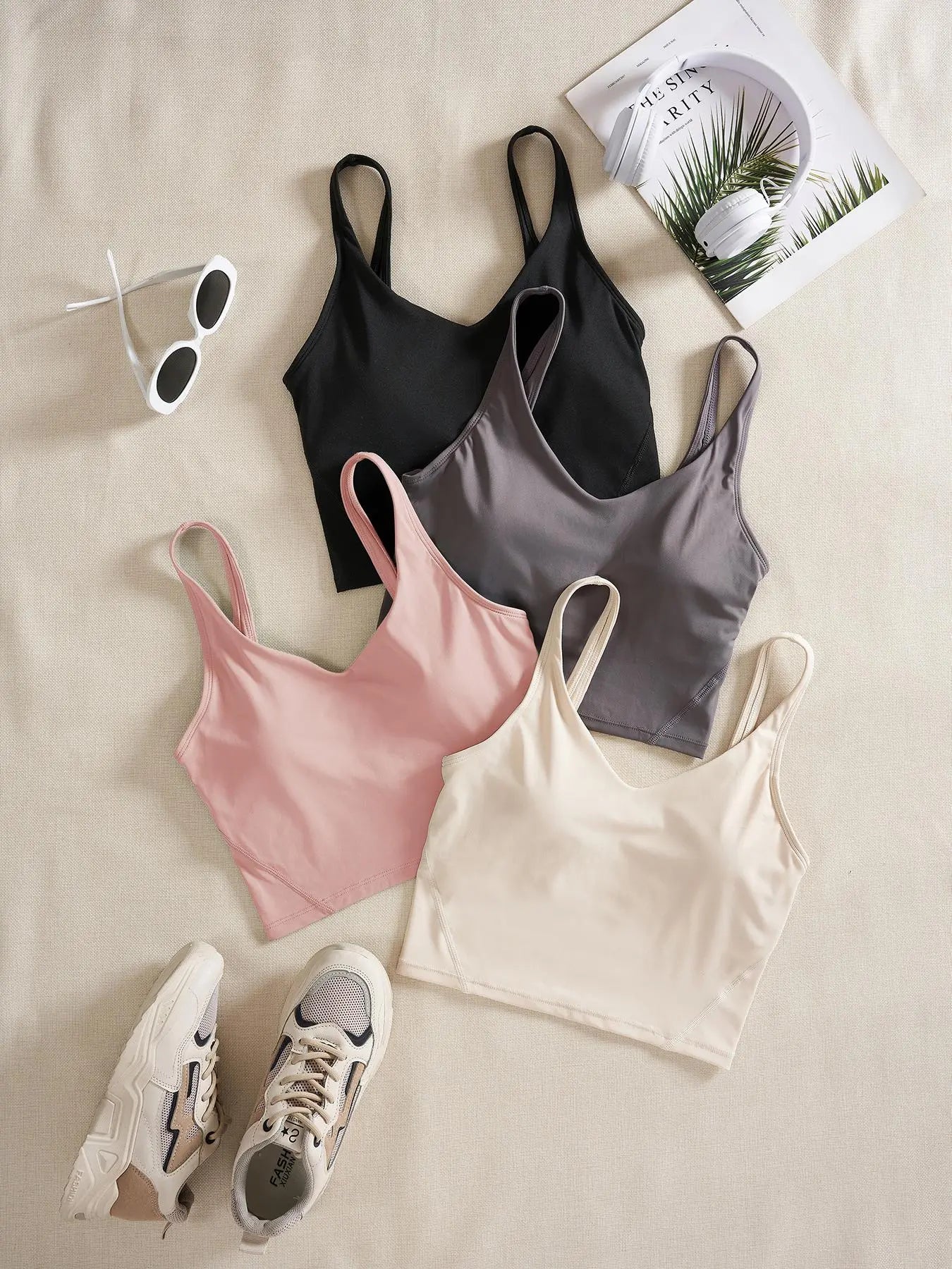 Women'S Solid Sports Bra, Quick-Drying Breathable Comfortable Crop Cami Top for Yoga Gym Workout Running, Ladies Sportswear for Indoor and Outdoor Wear