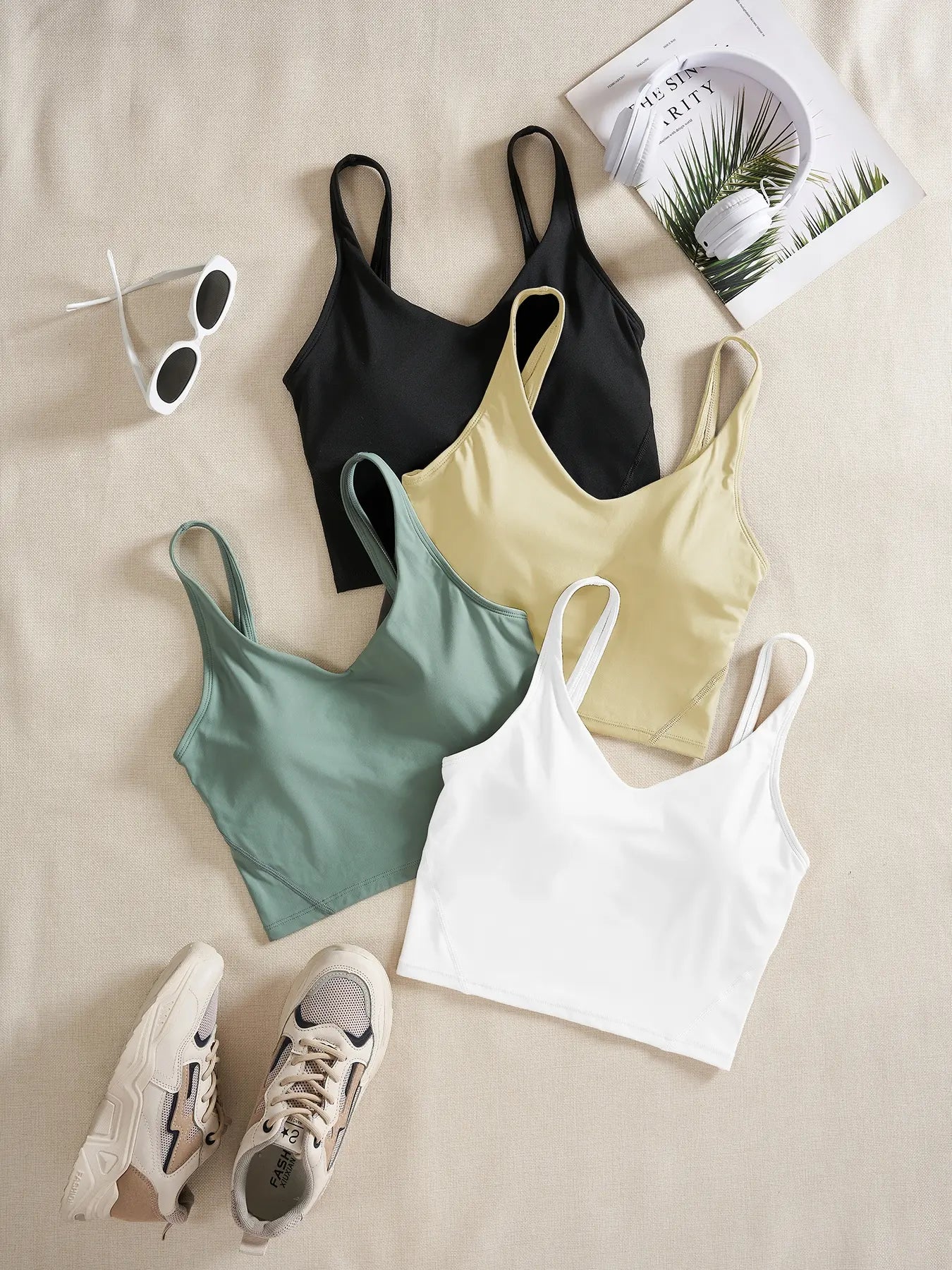 Women'S Solid Sports Bra, Quick-Drying Breathable Comfortable Crop Cami Top for Yoga Gym Workout Running, Ladies Sportswear for Indoor and Outdoor Wear